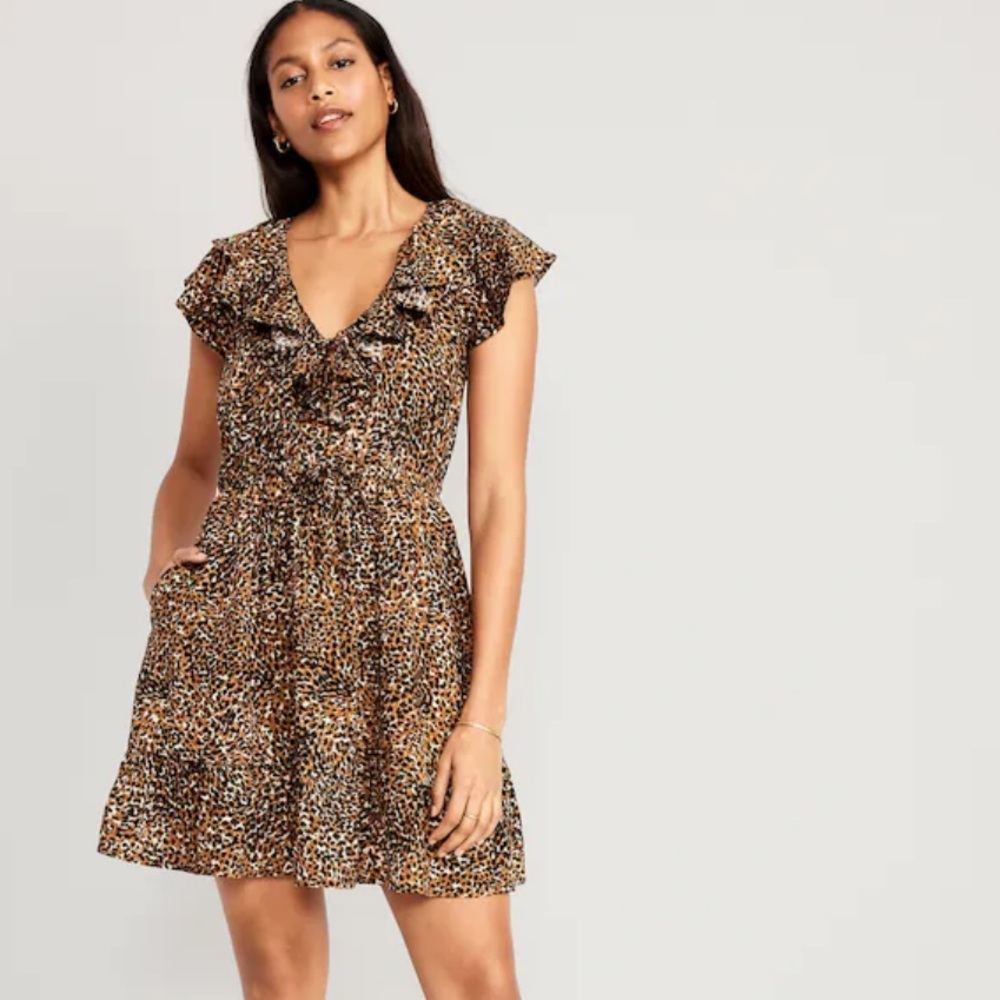 Waist-Defined Ruffle-Trim Mini Dress for Women